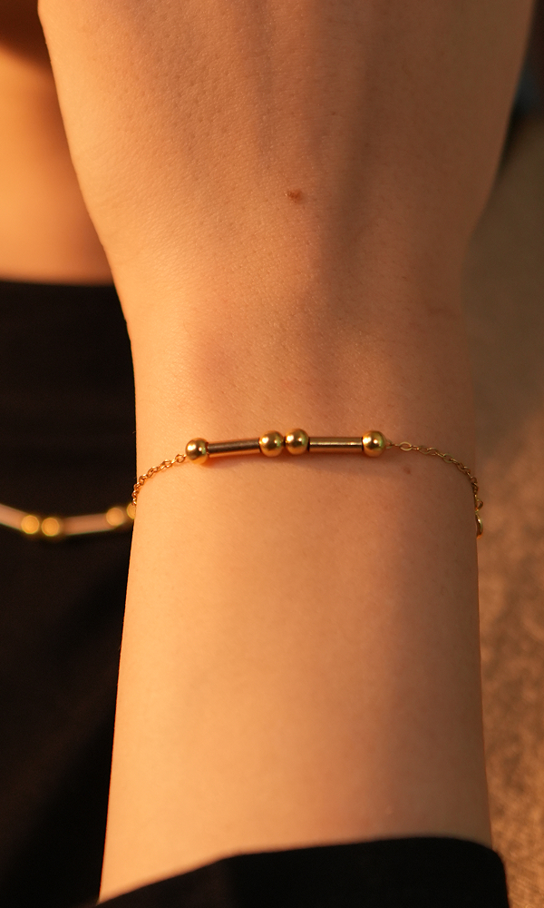 دستبند زنجیر طلای کد مورس حرف Af